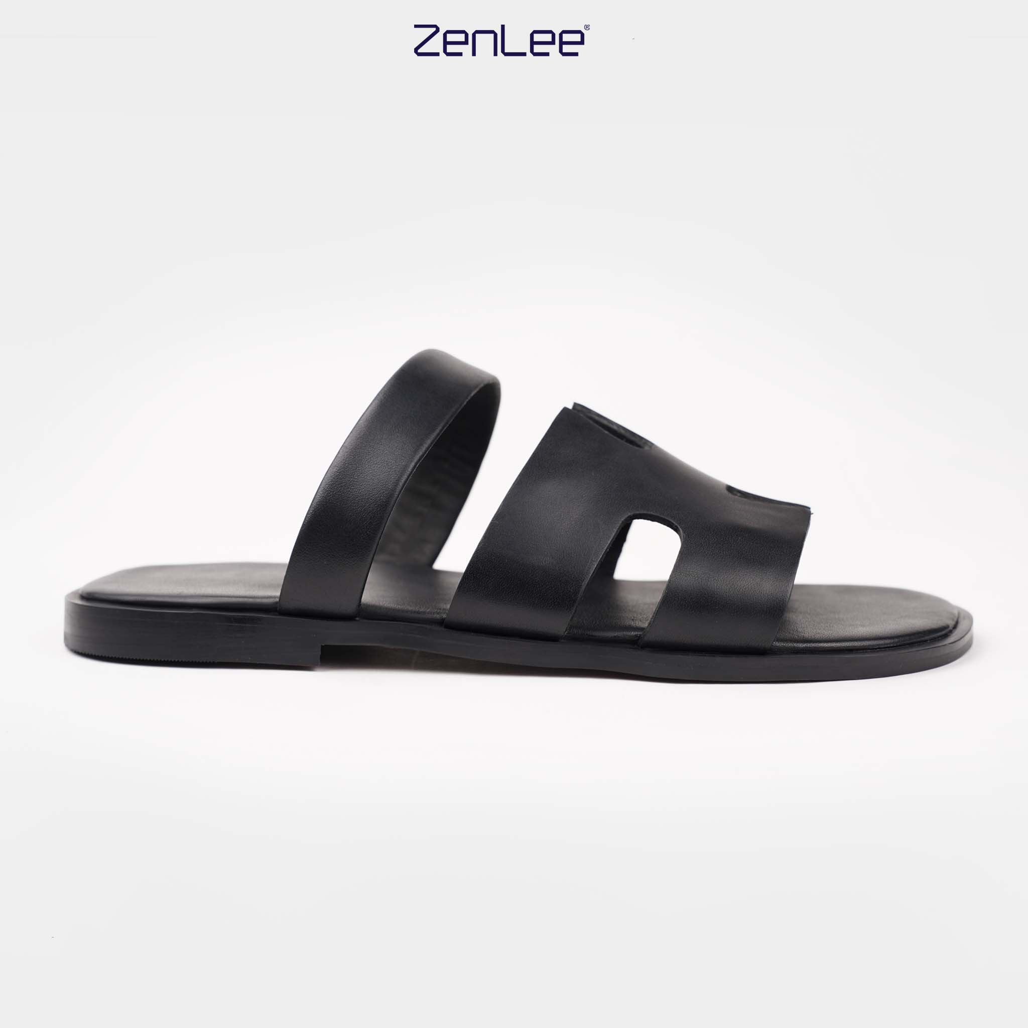 LEATHER SLIDES EMBOSSED WITH H