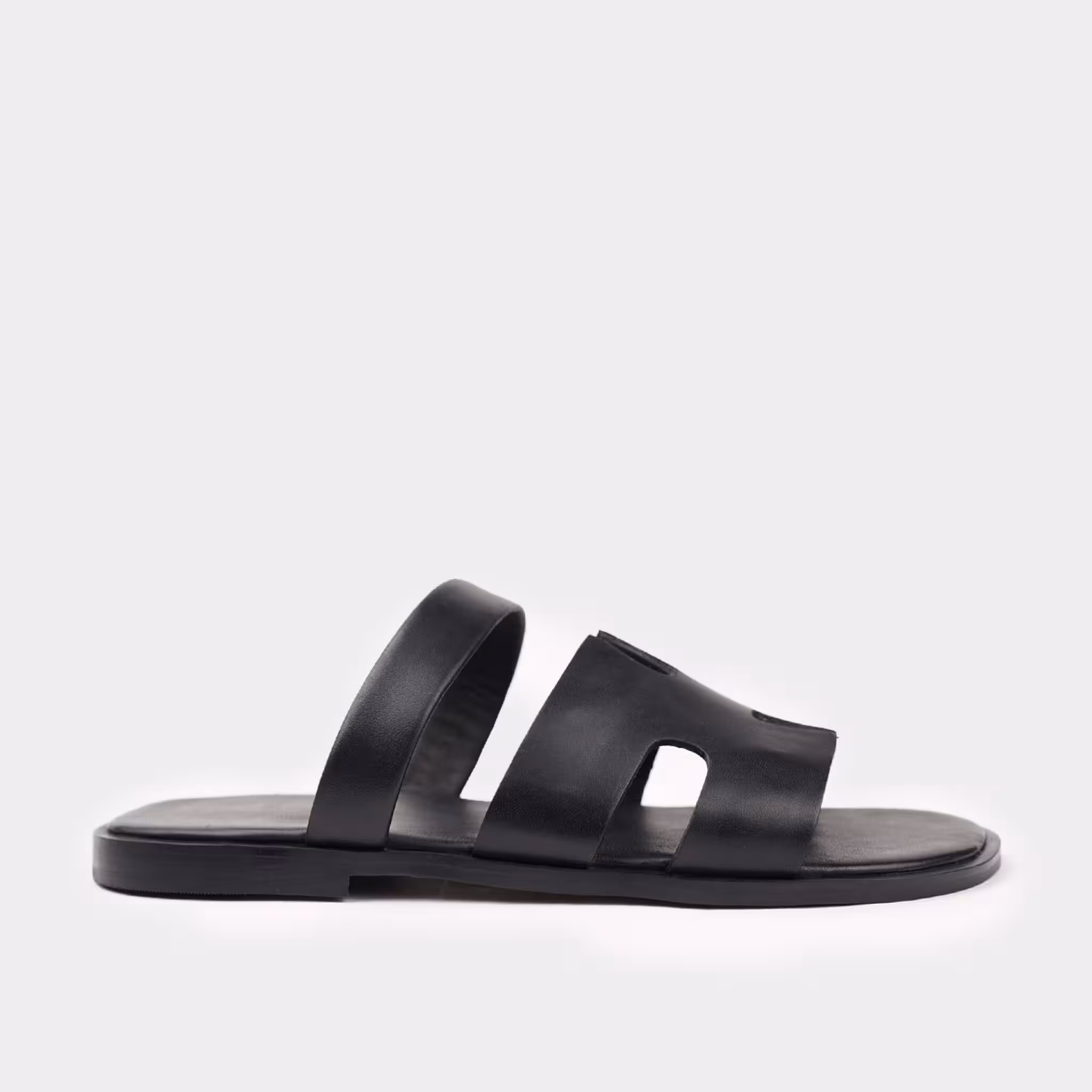 LEATHER SLIDES EMBOSSED WITH H